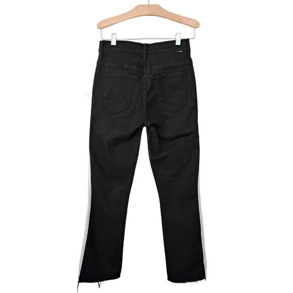 MOTHER Insider Crop Step Fray Guilty Racer Sz 25 Black Cream Stripe Kick Flare - Picture 4 of 14
